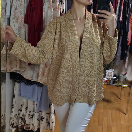 Schicker Blazer Jacke beige gold Gr.xxl Muster Struktur