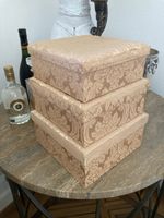 Edle Aufbewahrungsbox, Damast Stoff, 22 x 22 x 10 cm