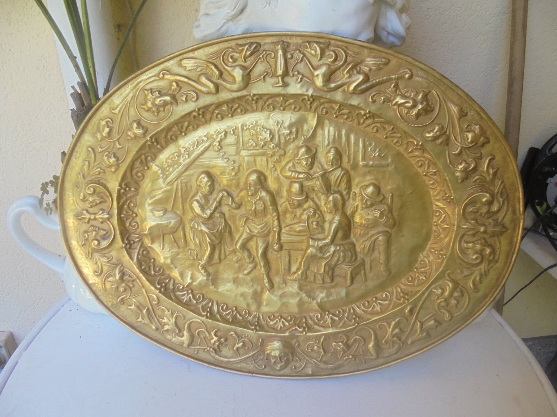 Teller: Antiker grosser Wandteller aus Messing von ca. 1940 – Gebraucht aus Camorino von Hunpete 1