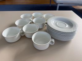 Hutschenreuther 8 Tassen „Scala Bianca“ mit Biscuit-Rand