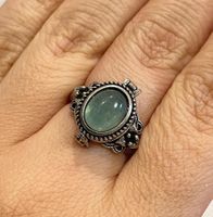 Echtem grünem Fluorit Vintage-Ring