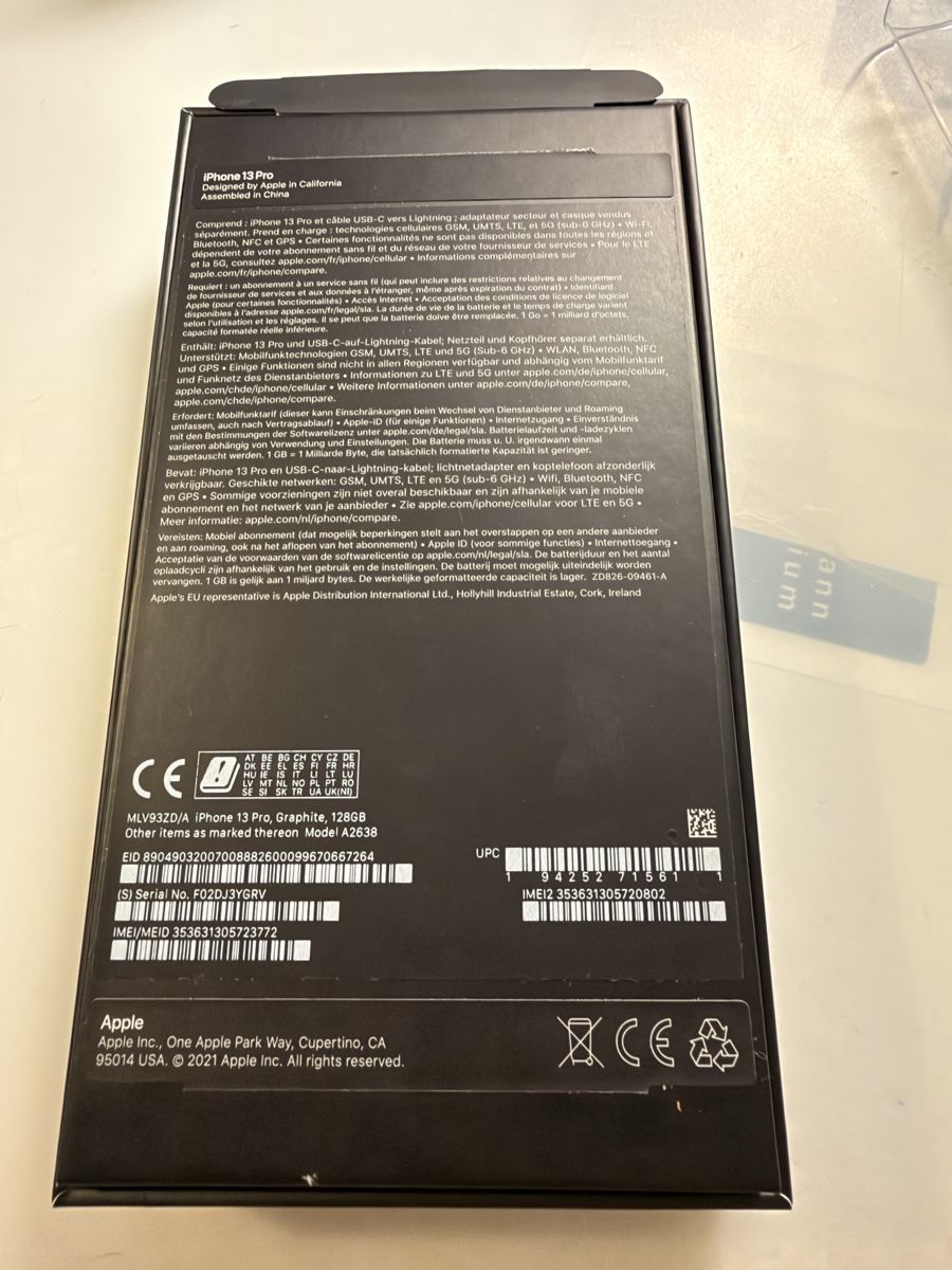 Apple Portables: Apple iPhone 13 Pro 128GB Graphit – D'occasion à Unterägeri par faki77 1