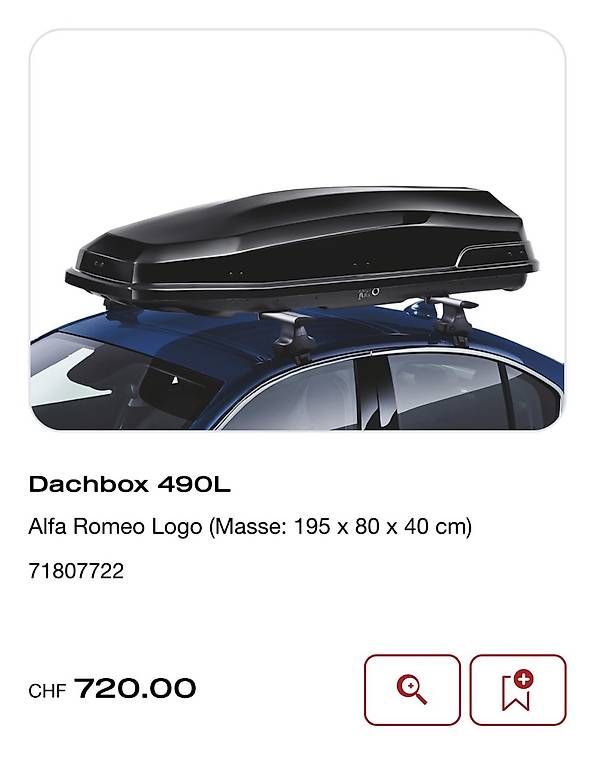 Box da tetto: Alfa Romeo Dachbox mit Dachträgern – Nuovo e nell'imballaggio originale da Gersau venduto da lobur57 1