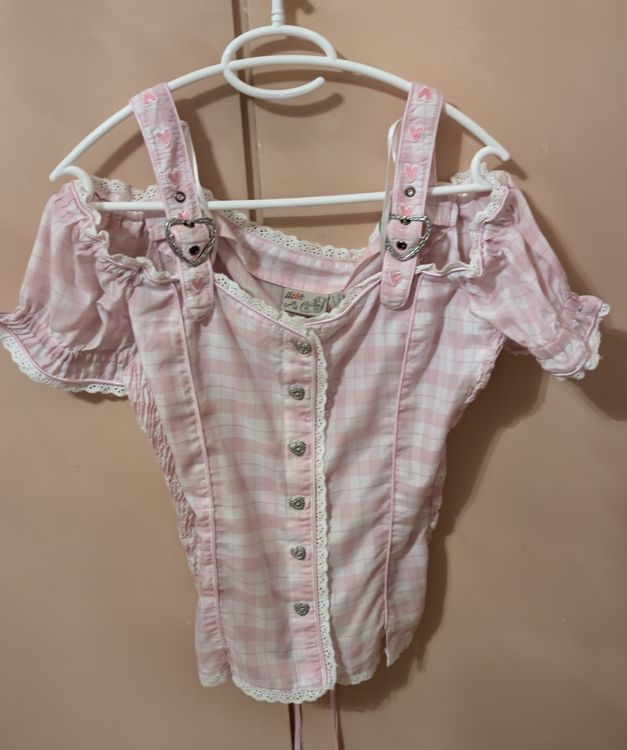 Trachtenbluse Damen Kariert - Oktoberfest Bluse Rot/Blau Kurzarm