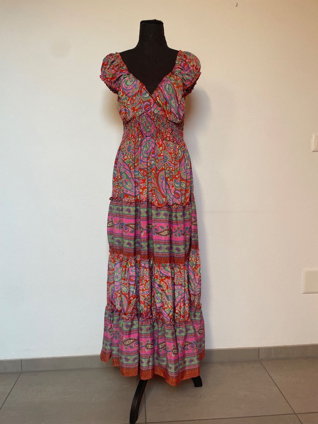 Vestiti: Boho Stufenmaxikleid aus Kunstseide – Usato da Sigriswil venduto da ck56 1