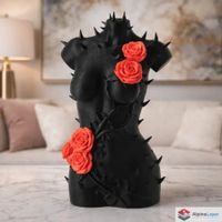 Thorned Rose Torso Sculpture - Gothic Art - 3D Printed