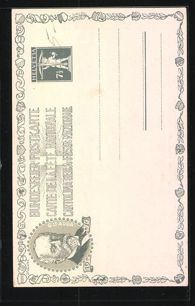 Ansichtskarten: Schweizer Bundesfeier 1919, Gottfried Ke – Gebraucht aus Berlin von bartko-reher 1