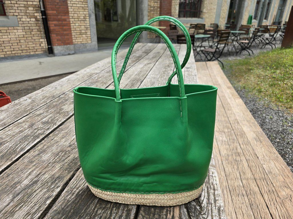 Taschen für Damen: Korb: Korbtasche Leder grün-ANGEBOT – Neu (gemäss Beschreibung) aus Romanshorn von Rachacha