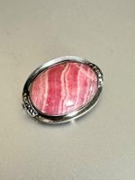 Vintage 800er Silber Brosche/Anhänger, mit Rhodochrosit