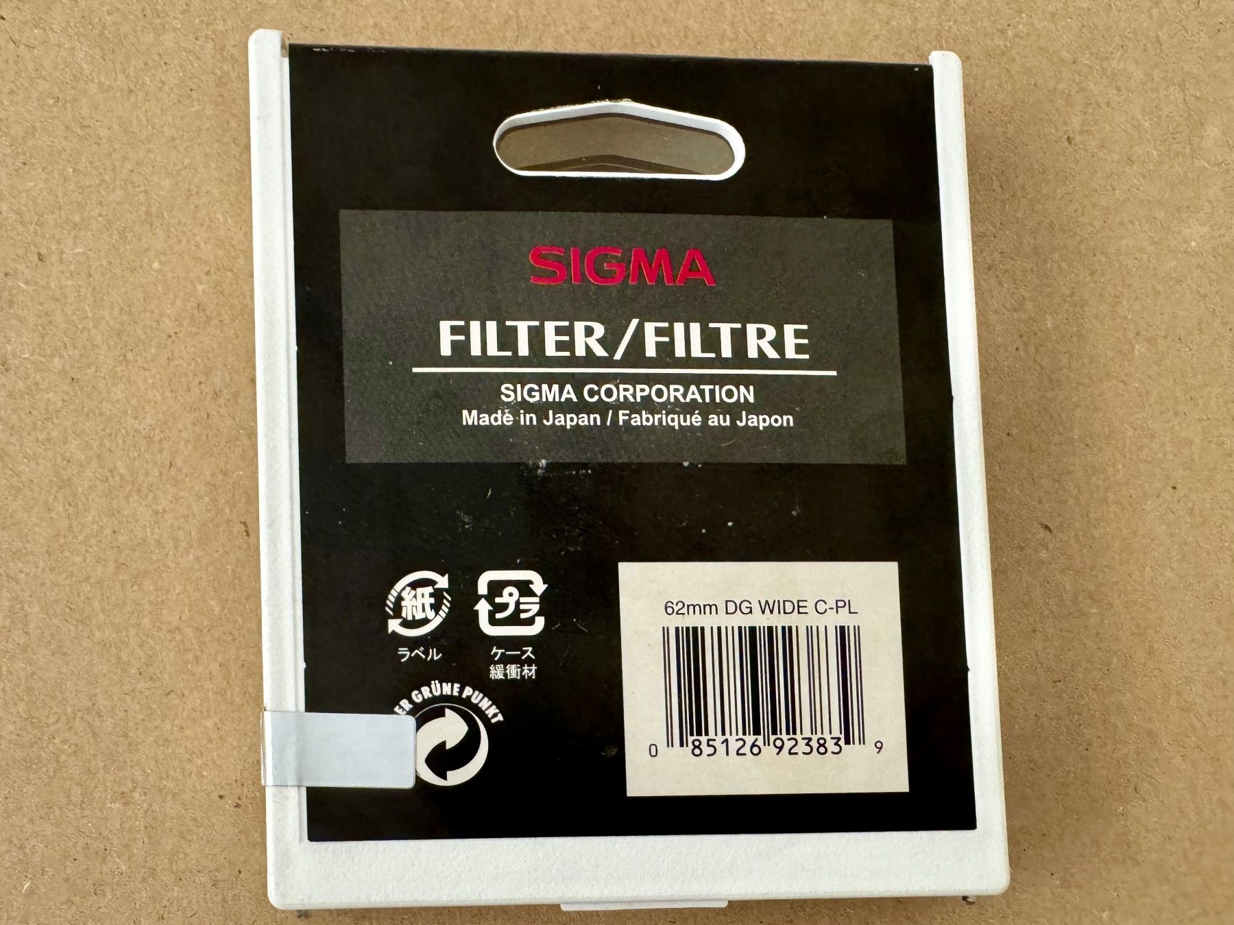 Sigma Filtri: CPL FILTER SIGMA 62mm – Nuovo e nell'imballaggio originale da Vevey venduto da souris14 2