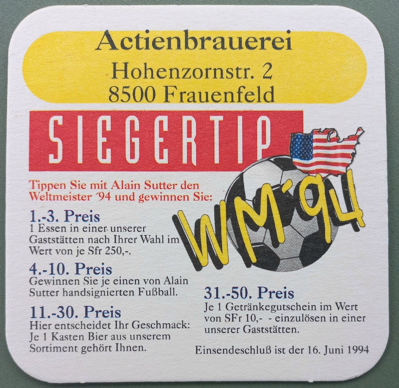 Untersetzer: Bierdeckel - Frauenfelder - CH – Gebraucht aus Niederuzwil von lubimaja