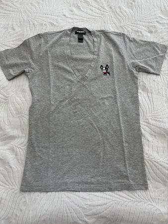 Dsquared2 T-Shirt, size S-M, light grey, dog motif.
