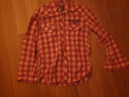 Herrenhemd Gr. S kariert rot Lee Jeans Druck 1965