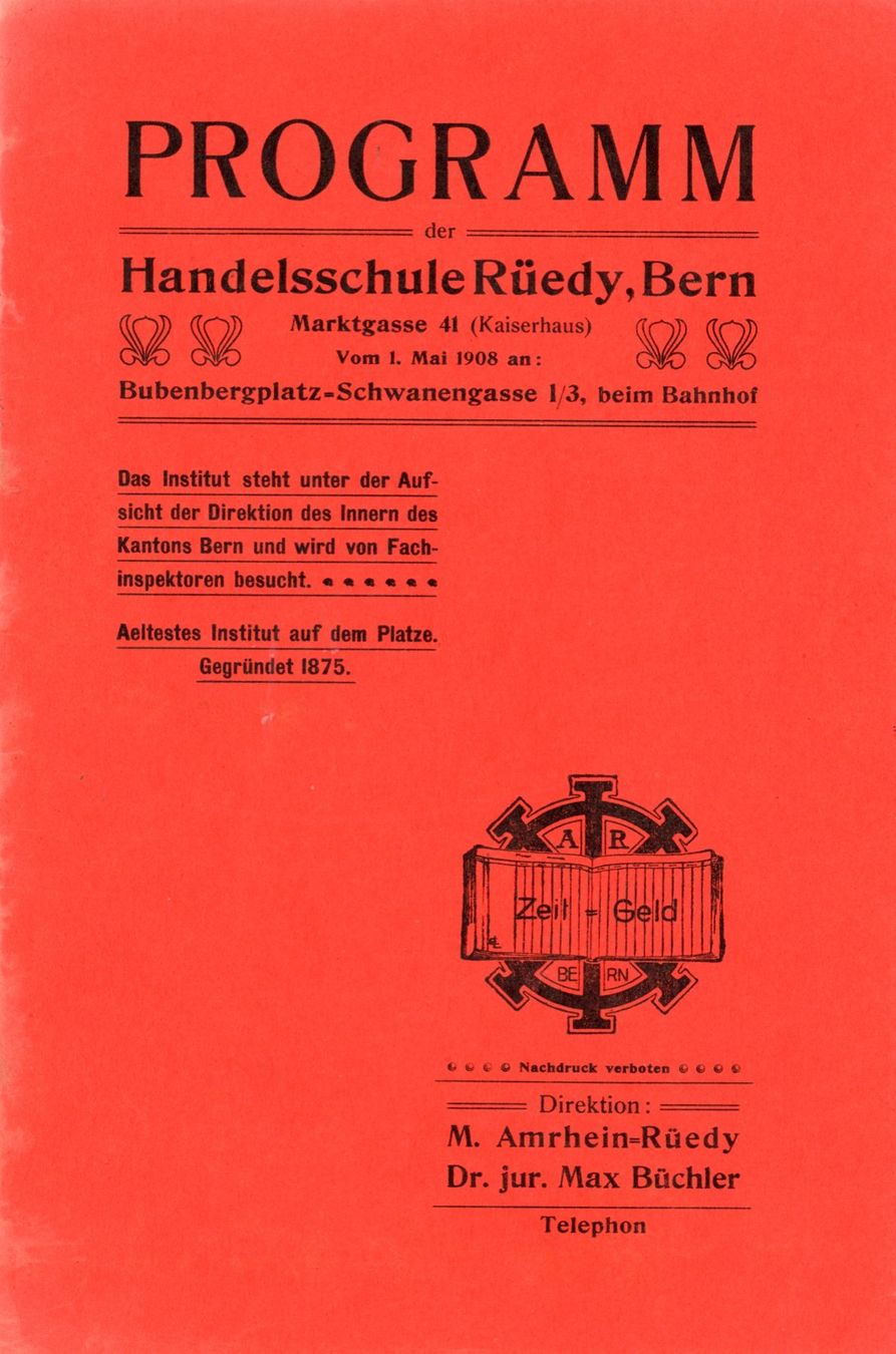 Bücher: Bern   BE  -  Handelsschule RÜEDY - Programm-Heft  28 Seiten – Gebraucht aus Brig von Valcards54