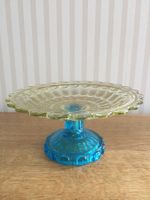 Coupelle ancienne en verre bleu et jaune doré de Portieux