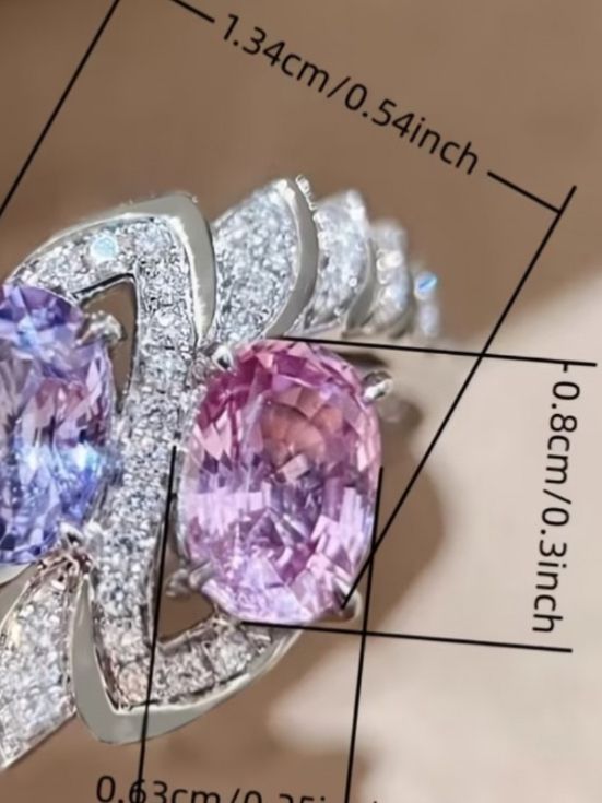 Bagues: Luxus Elegante Gr.19/9 Ring Farbe: Silber/Rosa/Lilas – Neuf (Voir description) à Biel-Bienne par Roserosse13 8