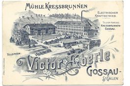 Gossau (SG) Mühle Kressbrunnen tolle Vorläufer-Litho um 1900