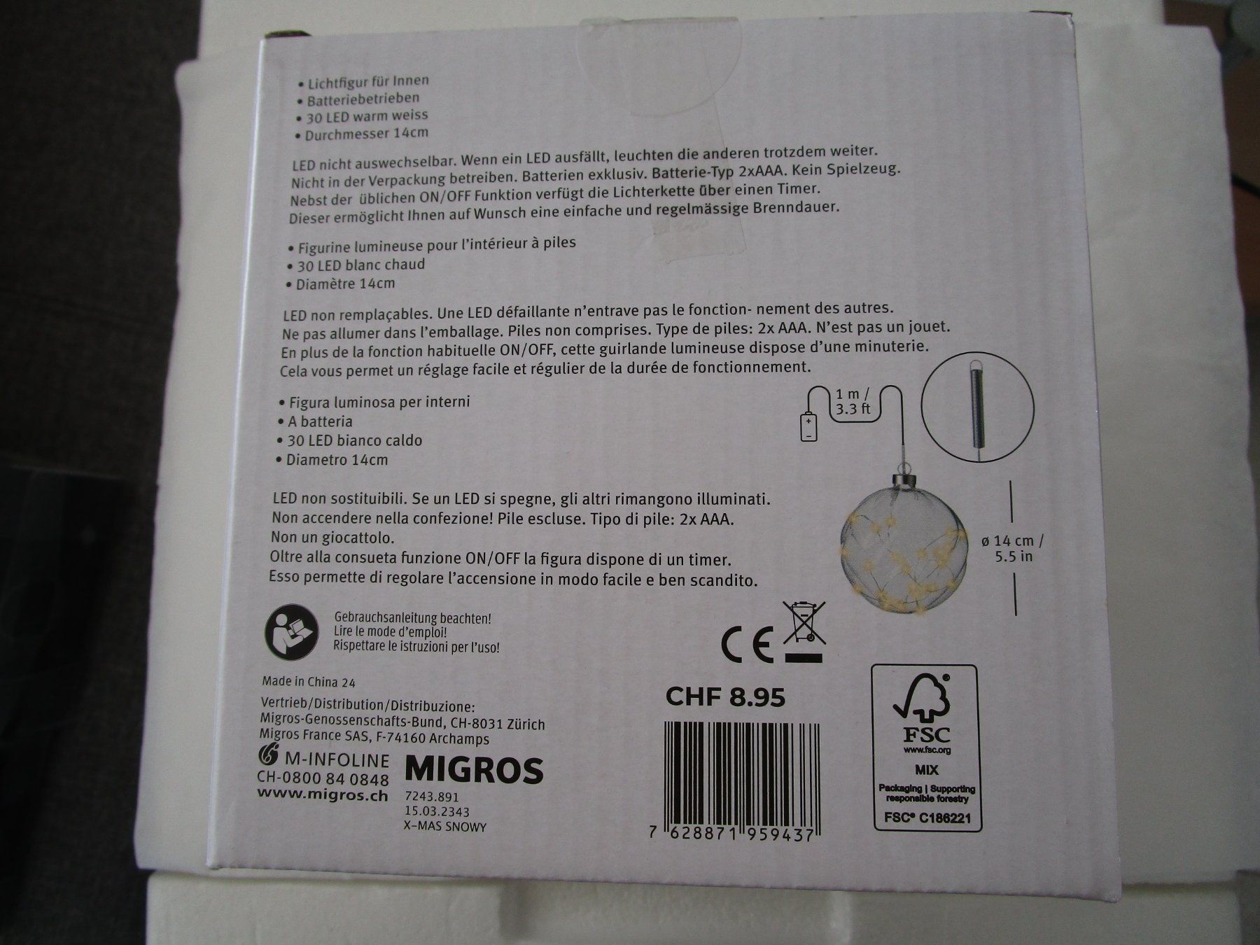 Migros Tutte le decorazioni: Dekokugel mit LED – Nuovo e nell'imballaggio originale da Grenchen venduto da Uhus15 6