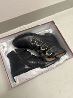 Damen Stiefel Leder schwarz Grösse 38 Schnallen Nieten