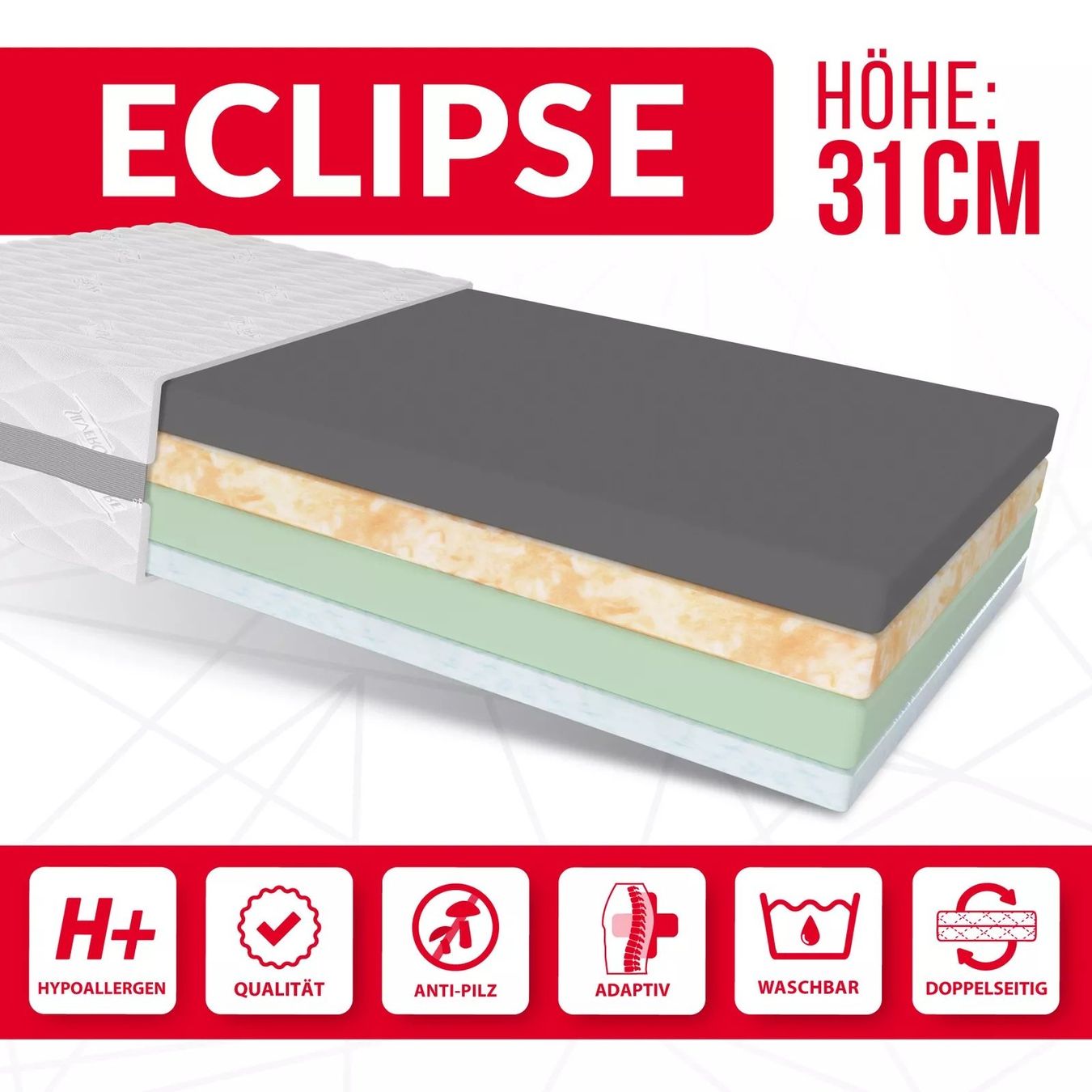 Materassi: Matratze 160x200 ECLIPSE Solid Orange Green – Nuovo e nell'imballaggio originale da Wallenwil venduto da toesstal-vertrieb 3