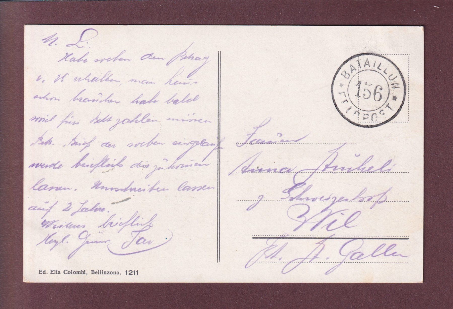 Cartoline postali: BELLINZONA - Cattedrale - Feldpost – Usato da Pully venduto da nicecards 1