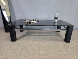 Vintage 1980 Couchtisch Coffee-Table Salontisch m. Rauchglas
