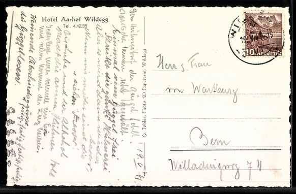 Cartoline postali: AK Wildegg, Hotel Aarhof, Vorderansicht – Usato da Berlin venduto da bartko-reher 1