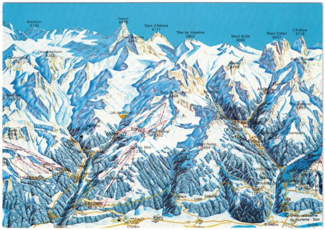 Cartoline postali: Val d'Anniviers - Pistenplan – Usato da Binningen venduto da Mountainrider