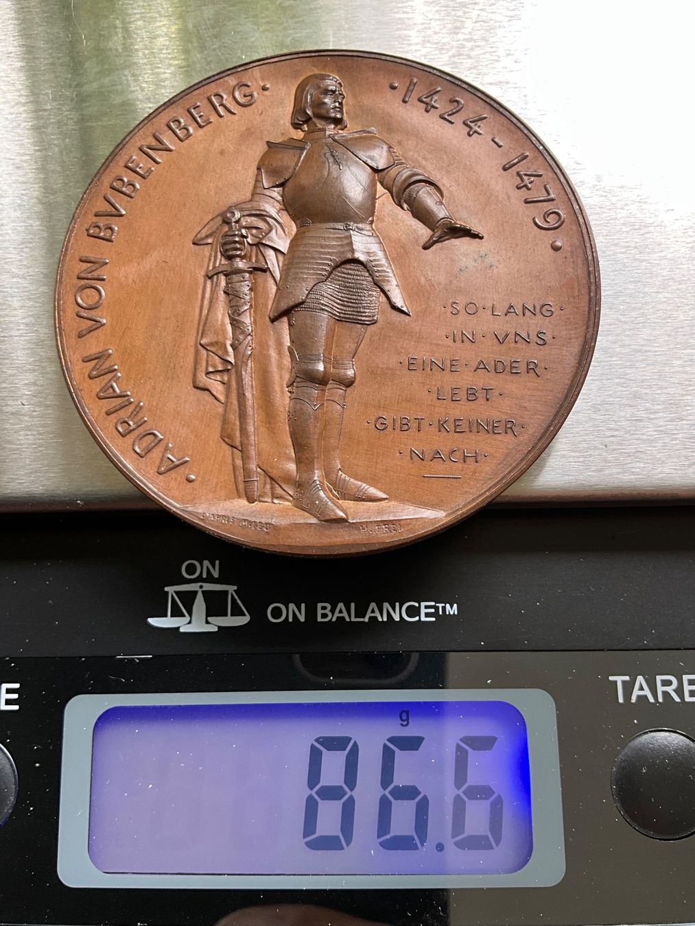 Medaglie: Adrian v. Bubenberg Medaille, 1897 Hans Frei Kupfer – Usato da Basel venduto da elster1986 3