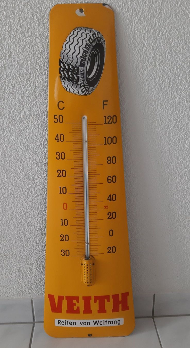 Pirelli Insegne: Altes Emailschild Thermometer Veith Reifen – Usato da Schenkon venduto da Elbarto007