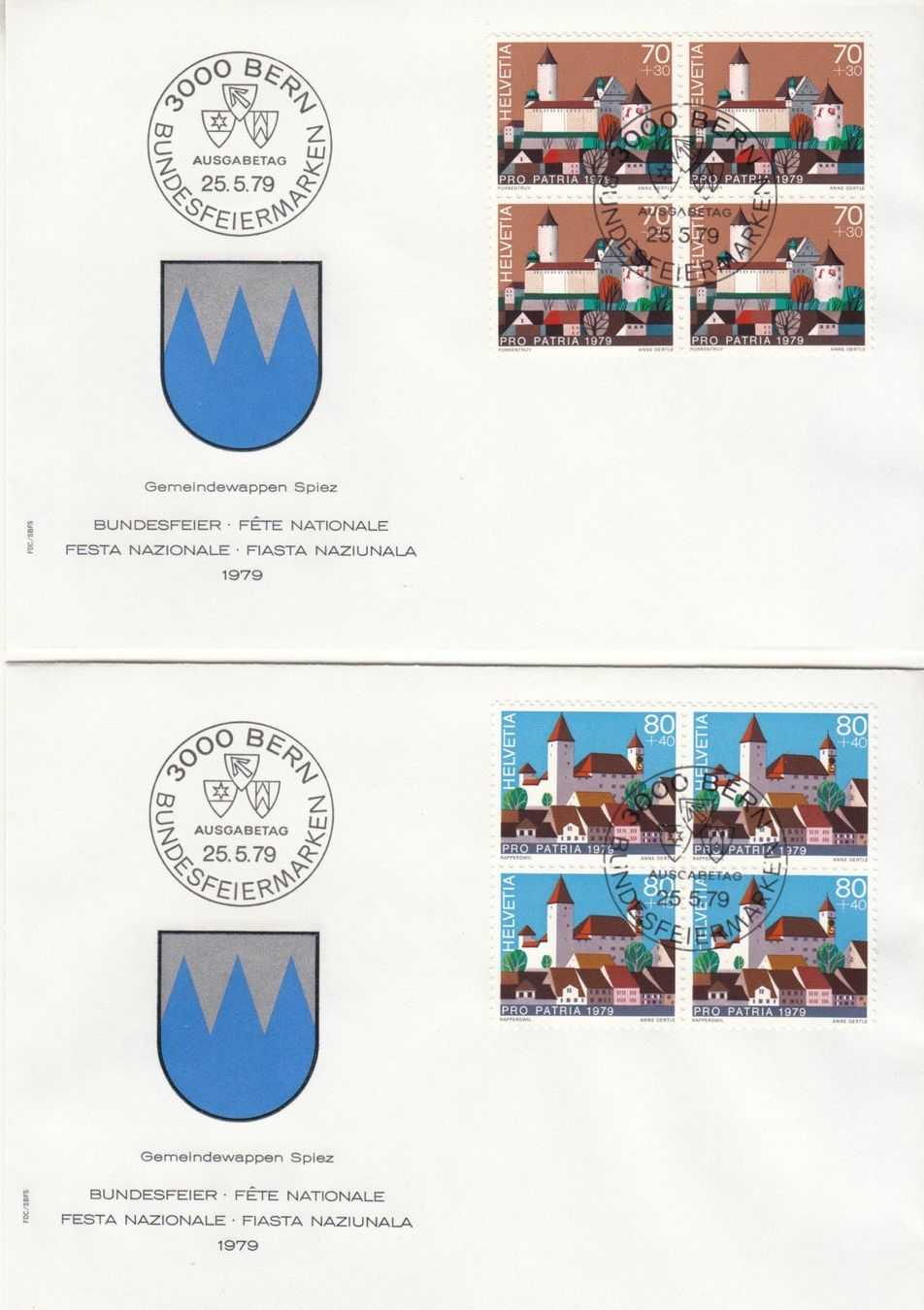 Tutti i francobolli: SBK B182 - B185 im 4er-Block FDC – Usato da Bürglen TG venduto da StampGraf 2