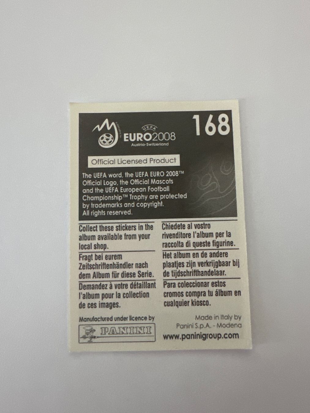 Panini Cartes à collectionner: Panini UEFA EM 2008 Sticker - Nr. 168 – D'occasion à Sulz AG par DealWerk 1