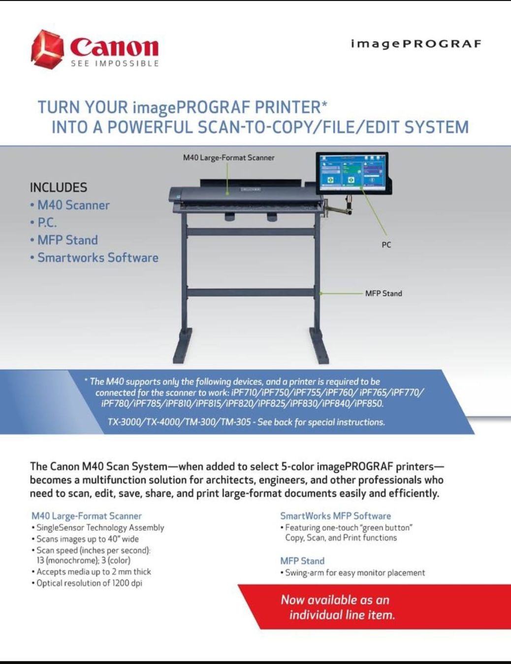 Scanner: Plotter A0 Canon iPF TM-300 mit Colortrac M40 A0 Scanner – Usato da St. Gallen venduto da Pintador 4