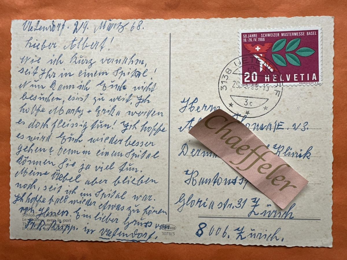 Cartoline postali: 1968 Spiez Schloss  – Usato da Zürich venduto da Chaeffeler 1