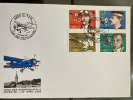 Schweiz 2001 Sonderbrief Tag der Aerophilatelie Olten Cachet