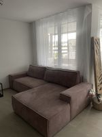 Ecksofa Cordstoff altrosa mit Recamiere guter Zustand