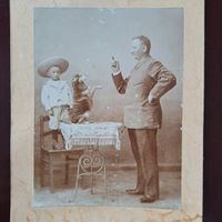 Antike Fotografie, Zirkus Hund, Mann, Knabe, Rarität!