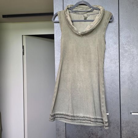 🐸 NILE KLEID / TUNIKA S MIT SCHALKRAGEN AUS SEIDE OLIV