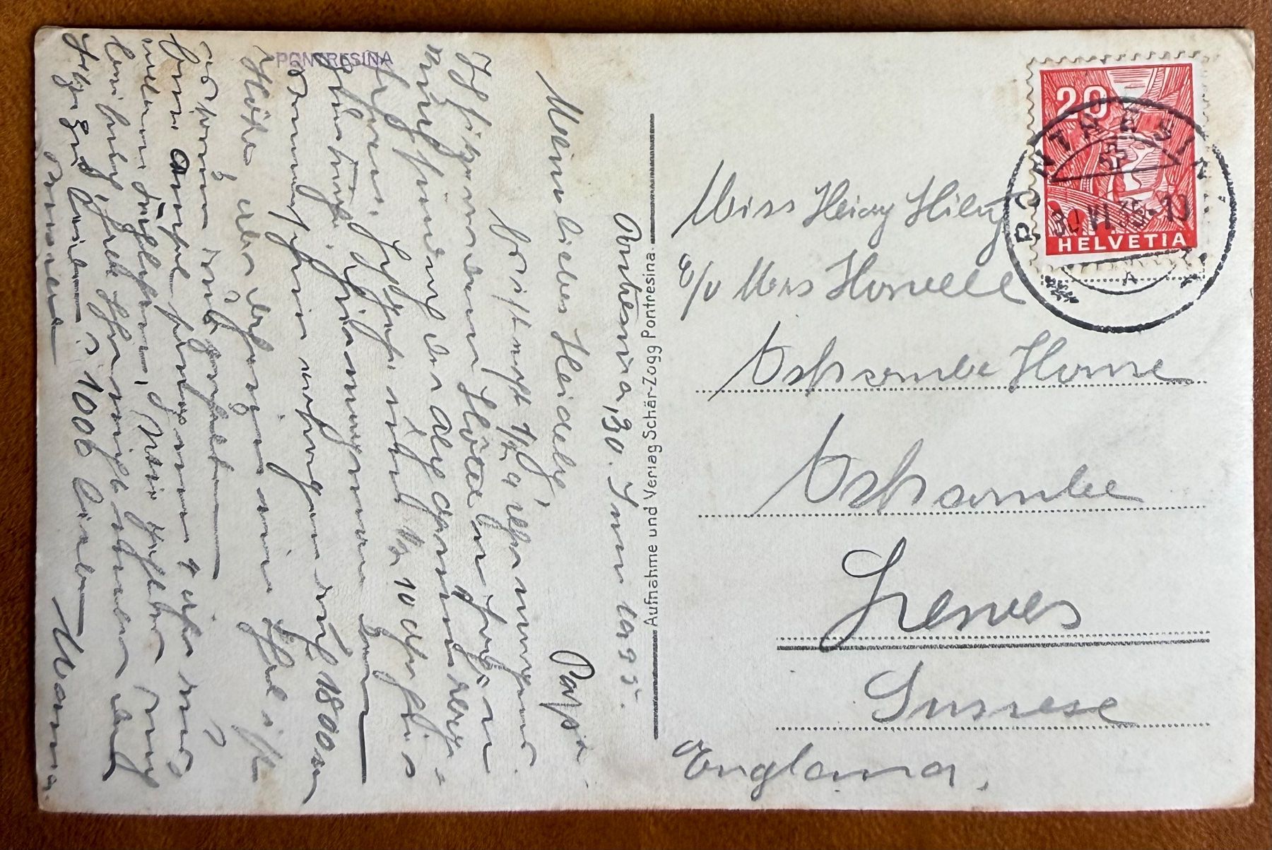 Cartoline postali: Pontresina - Panorama 1935 – Usato da Lutry venduto da Ediego 1
