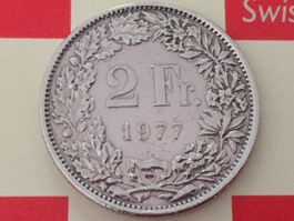 2 Franken 1977 ss+, nur 2,01 Mio!