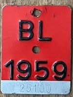 BL 1959-VELONUMMER - FAHRRADSCHILD- PLAQUE DE VELO - BL 1959