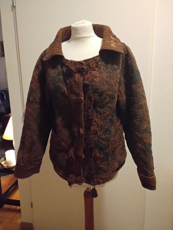 Veste d'hiver matelassée, motif feuilles automnales, T. M