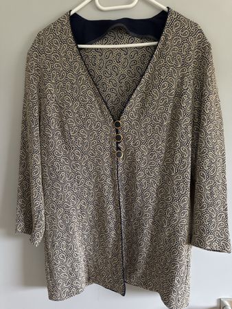 Veste femme motif cachemire bleu/doré bon etat