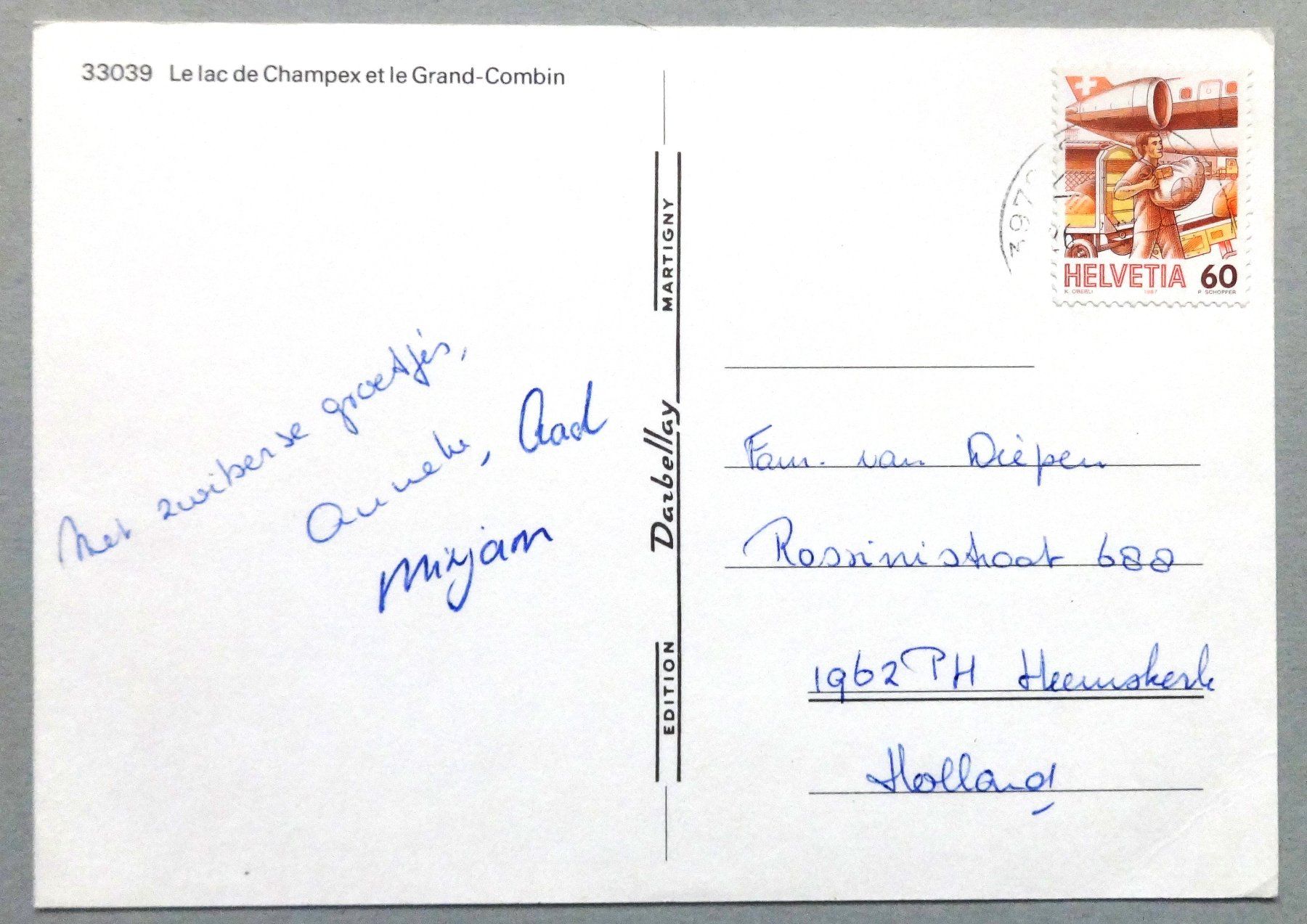 Cartoline postali: Le lac de Champex et le Gd-Combin – Usato da Fétigny venduto da Billy2miny 1