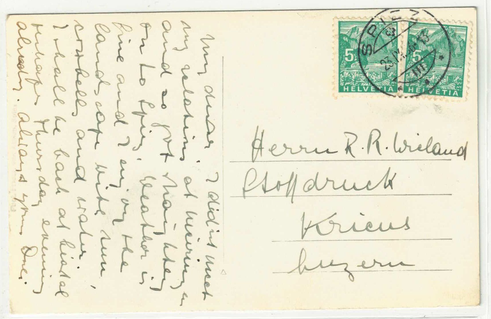 Cartoline postali: Spiez mit Schloss und Niesen – Usato da Ettingen venduto da Kartenplanet 1