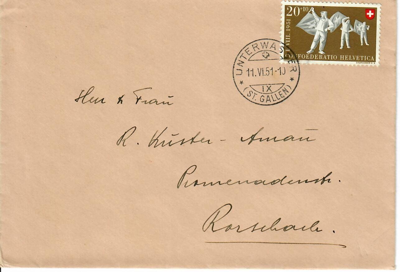 Tutti i francobolli: Brief Unterwasser 1951 – Usato da Hochdorf venduto da Ziegel-16