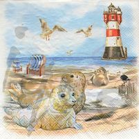 Serviette seals on beach (t327) 2Stk.