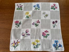 Taschentuch mit Blumenmuster Karo Weiss/Grau ca. 30x30cm