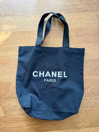 Chanel Paris Baumwolltasche schwarz 40x40cm gebraucht