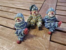 3 Clown Figuren Set Keramik bunt neuwertiger Zustand